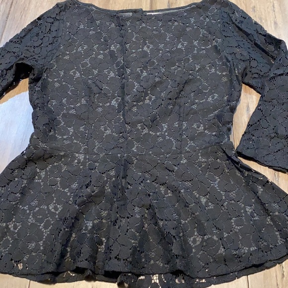 5 for $25 Julienne W Weston Black Lace Overlay peplum top 3/4 sleeve‎ - Picture 2 of 9